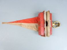 Luftwaffe WWII aircraft clamp with attached flag, manufactured by BAMAG-MEGUIN-A6 Berlin NW 67,