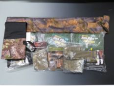 A quantity of Jack Pyke hide nets, rifle rest set, gun carriers etc, most unused in original