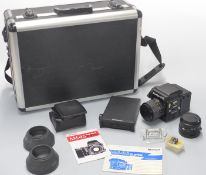 Mamiya 645 super medium format SLR camera with 80mm 1:2.8 and 110mm 1:2.8 Mamiya-Sekor lenses,