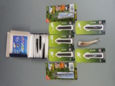 Ten Acme dog whistles, one antler example and two David Nickerson gundog training dummies