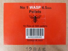 Sixteen tins of Eley No.1 Wasp .177 air rifle pellets, all new and sealed in delivery box.