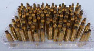 Ninety-eight .243 empty brass cartridge cases for re-loading
