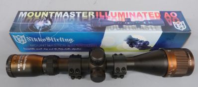 Nikko Stirling Mountmaster Side IR 3-9x40 AO IR MD rifle scope, in Nikko Stirling box.