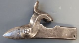 A. Francotte Liege large percussion hammer action lock stamped to the reverse DDE48, 16cm long.