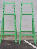 Pair of easel racks to suit fishing rods, walking sticks or similar, height 193cm