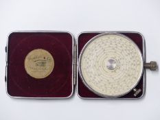 Fowler's long scale calculator or spiral slide rule by Fowler & Co of Manchester in original metal