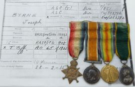 British Army WWI medals comprising 1914/1915 Star, War Medal and Victory Medal, named 851 Driver J
