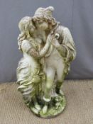 Garden statue of a lady and gentleman, height 72cm
