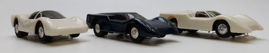 Three Eldon model motor racing/ slot car Le Mans style racing cars two Ford J 1350-14 and one