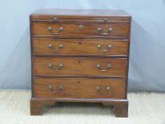 Georgian mahogany four drawer bachelor's chest with brushing slide with single plank top and