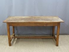 French oak kitchen table with two drawers, L162 x W74 x H74cm