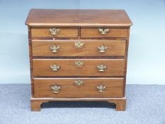 Georgian mahogany bachelor's chest of two over three graduated drawers raised on bracket feet, W79 x