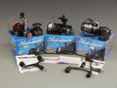 Three Shakespeare fixed spool reels to include Sigma 40RD, Agility 40RD and a Beta 50RD