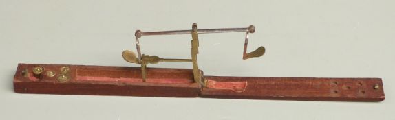 Georgian mahogany cased folding guinea or sovereign scale and weights, one marked C Ward