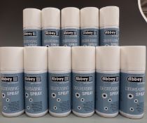 Eleven cans of Abbey gun Degreasing spray.