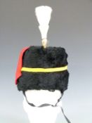 British Army Royal Artillery busby complete with plumes and chin strap