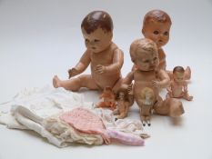Seven various bisque headed and composite dolls including Armand Marseille 351/710, BND London,