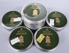 Six tins of Bisley Premier .177 air rifle pellets, all new and sealed.