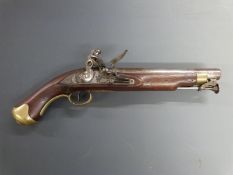 Yeomanry New Land pattern flintlock hammer action pistol with lock stamped Tower and with crown over