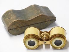 19th century ivory mounted opera glasses in original fitted case