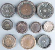 Quantity of Georgian flat stacking weights including Kidderminster examples, possibly county