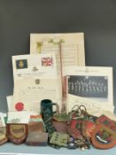 Rhodesian Light Infantry memorabilia including official papers, cap badge, lanyards insignia and