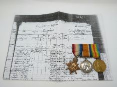 Royal Navy WWI medals comprising 1914/1915 Star, War Medal and Victory Medal named to J22720 A