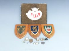 Badges, buttons and plaques to include Wessex Brigade, Cornwall Light Infantry, Royal Sussex
