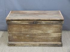 A 19thC pine trunk or coffer with drawers to one end, L89 x D50 x H48cm