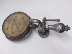Hopkins Huddersfield large steam or similar pressure gauge, height including fittings 58cm