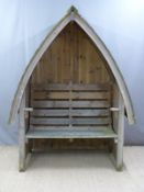 Wooden garden arbour bench, W150 x D75 x H200cm