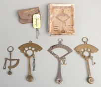 Two Perry & Co, London, travelling swinging weight type letter scales together with a cased
