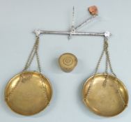 W & T Avery, late T Bench, early 19thC travelling beam scale with nesting cup weights from 5oz