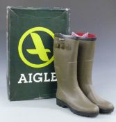 Aigle Benyl ISO Wellington boots in kaki, size 9.5-10, new in original box.