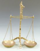 Doyle & Son, London, 19thC brass banker's beam scale, H57cm