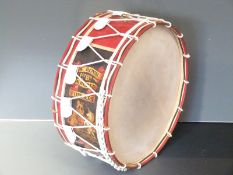 Irish regimental bass drum for the 1st Battalion The Royal Munster Fusiliers, diameter 70cm