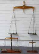 Victorian Monmouth County Council cased set of three sets of beam scales, comprising 56, 7 and 1lb