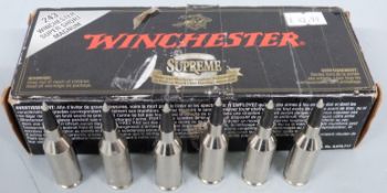 Twenty six Winchester Supreme .243 ballistic silver tip rifle cartridges, in original box. PLEASE