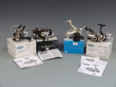 Two Mitchell 300XE fixed spool reels together with Shakespeare Mach1xt fixed spool reel and a