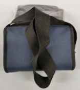 Two canvas cartridge/ shooting bags with shoulder straps in blue and black, new one in original