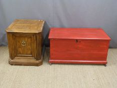 Painted blanket box and bedside or similar cupboard