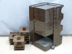 Jo Colombo retro office tidy unit, 74.5 x 43 x 39cm and a fourteen section Systemrack66  book or