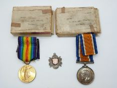 British Army WWI medals comprising War Medal and Victory Medal named to 65202 Pte E.G.Tyler,