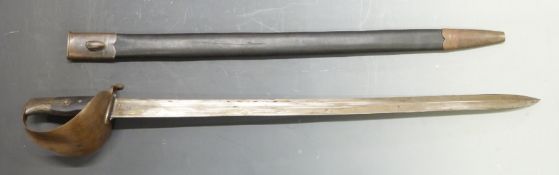 Royal Navy 1859 pattern cutlass bayonet, BM bow and arrow for maker's Bleckham with British