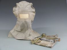 British Army WWI hypo helmet/ smoke hood, designed by Captain Cluny Macpherson, a fabric hood