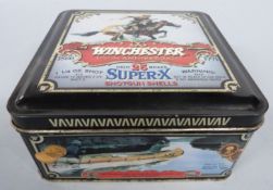 Twenty five Winchester 25th Anniversary Super-X shotgun cartridges, in decorative tin. PLEASE NOTE