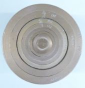 A run of nesting cup weights from 8oz troy downwards