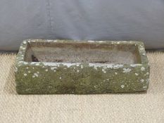 Carved natural stone rectangular trough, L76 x W38 x H18cm