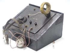 Primitive crystal radio set, by repute ex Channel Islands WWII and made using old fish crates and