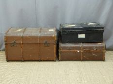 Two ash-bound vintage trunks and further luggage